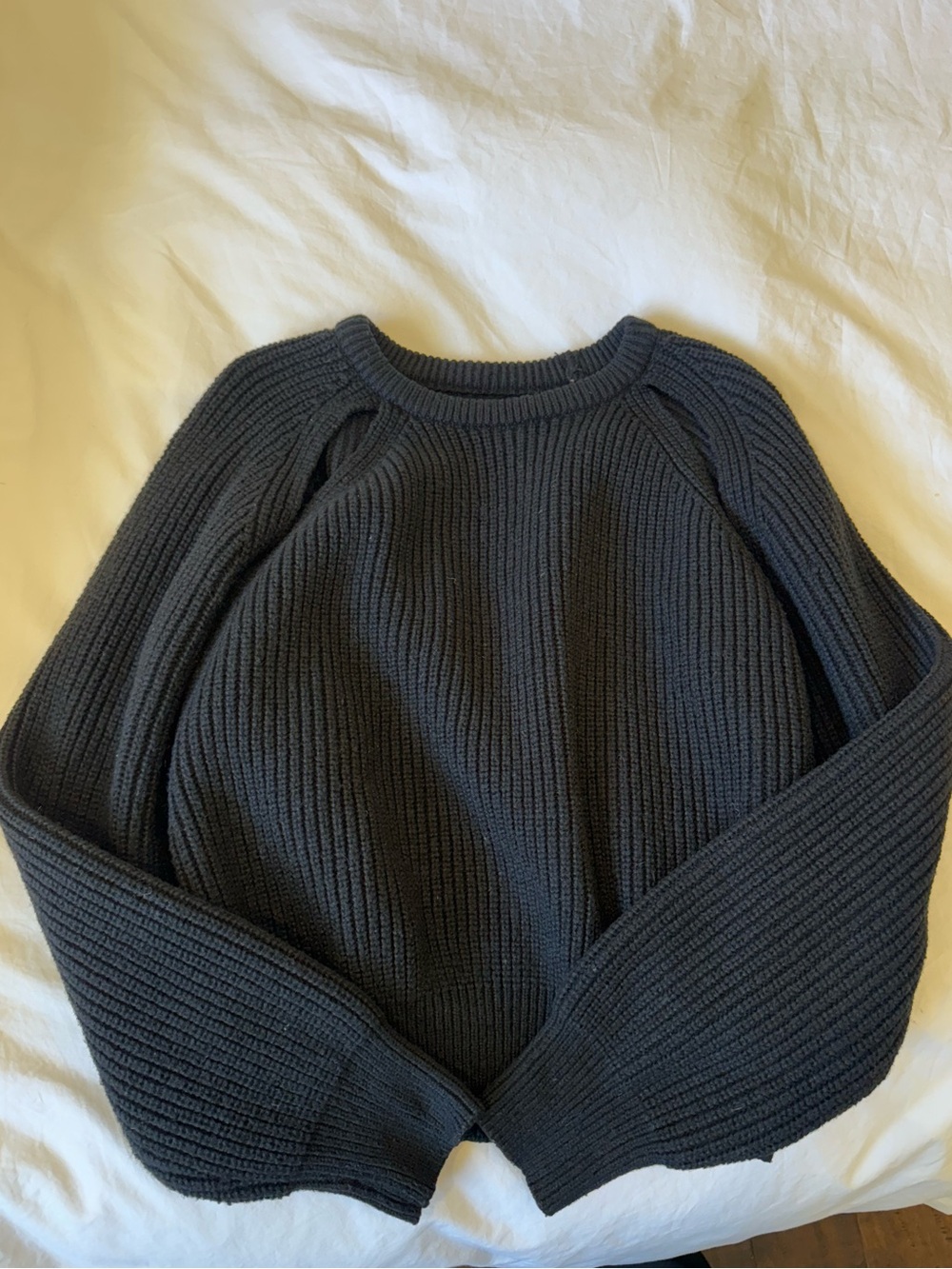 Classic Crewneck Ribbed Sweater - Black